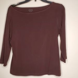 Talbots Petite Small Brown 3/4 Sleeve Shirt